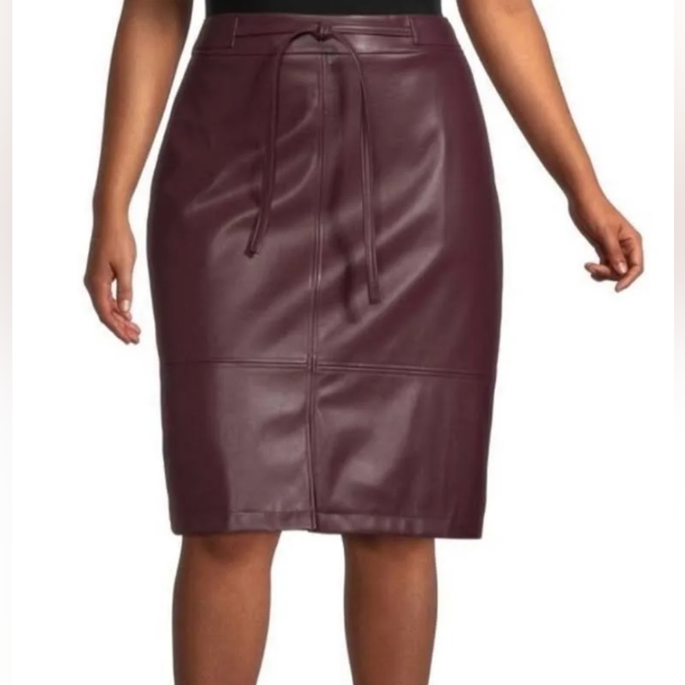 Wine colored leather skirt